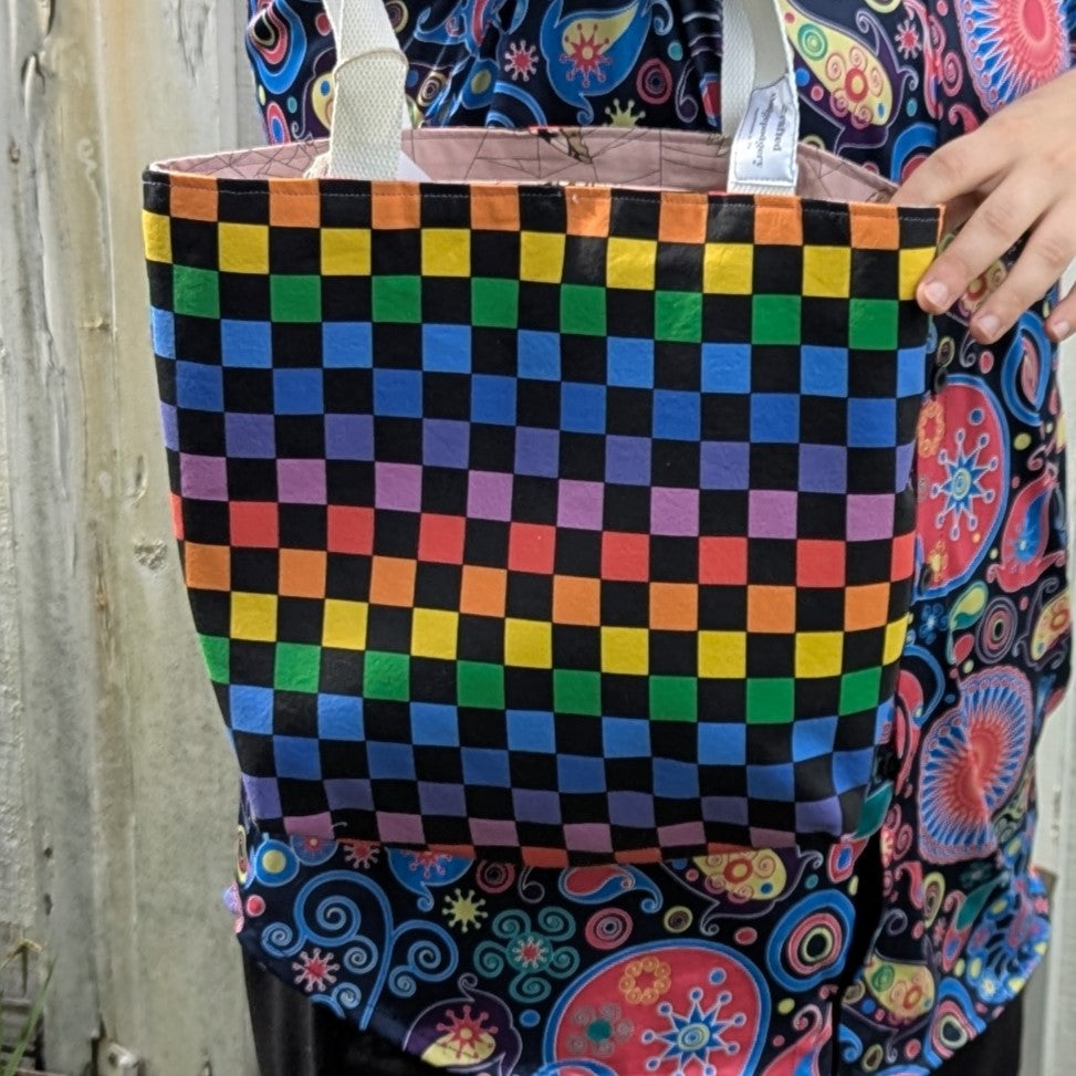 Pride Reversible Tote Bags Checkerboard and Gorey Spiders