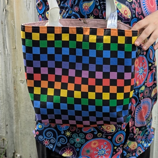 Pride Reversible Tote Bags Checkerboard and Gorey Spiders