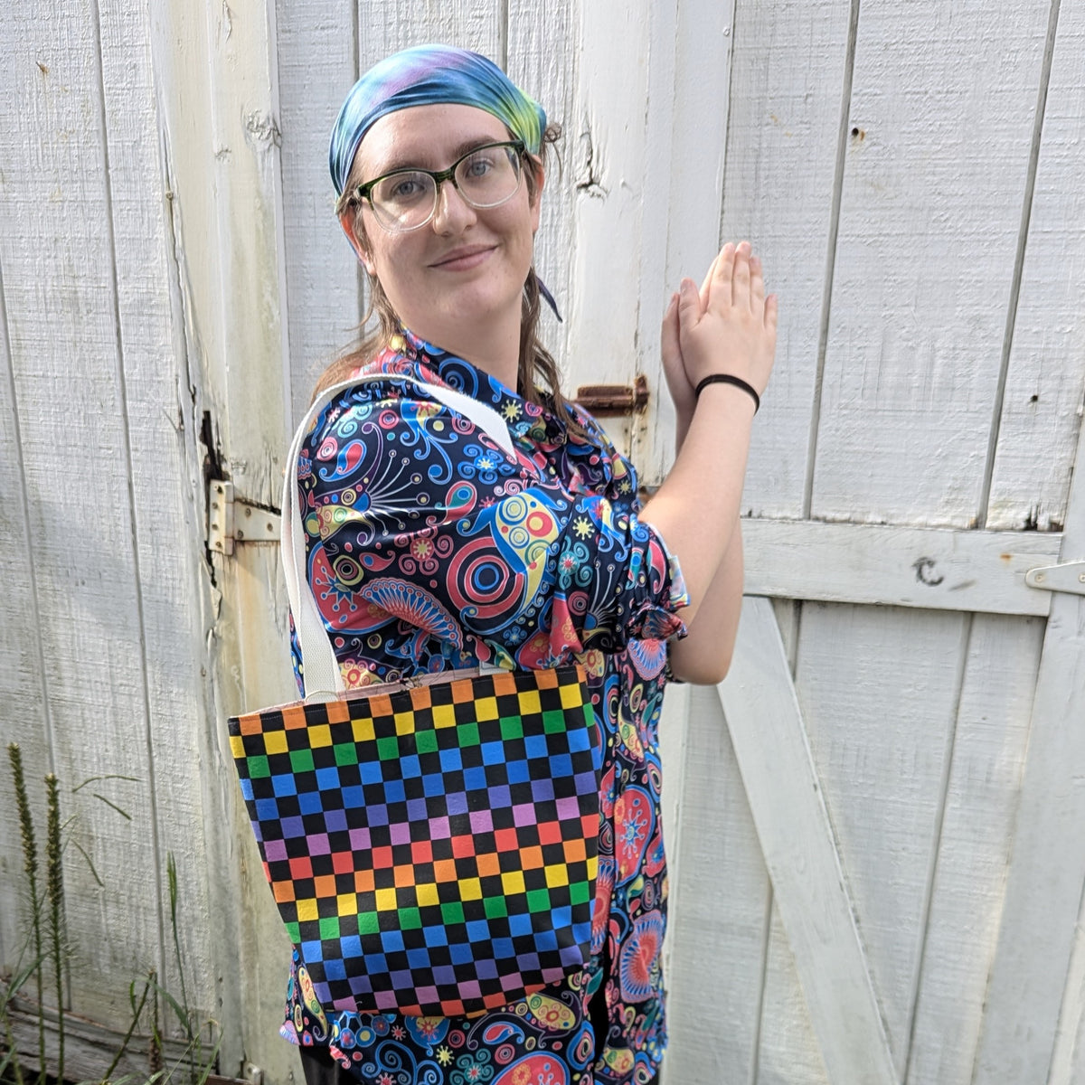 Pride Reversible Tote Bags Checkerboard and Gorey Spiders
