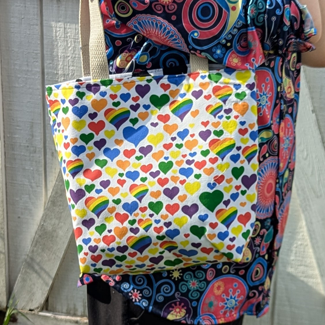 Pride Reversible Tote Bags Cow Hearts
