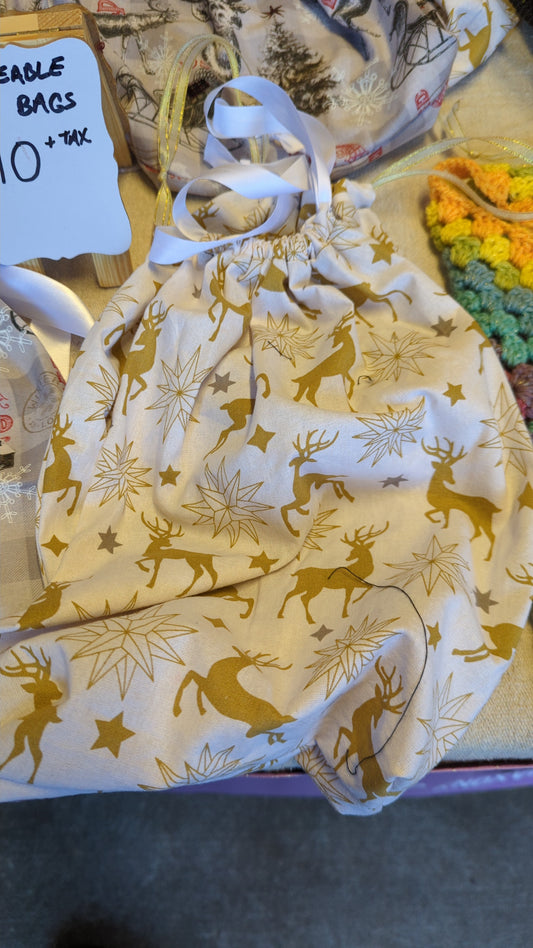 Fabric holiday gift bags